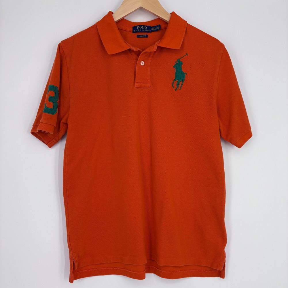 Polo‎ Ralph Lauren Shirt Boys XL 18-20 Orange Big Pony Classic Fit Pique Polo